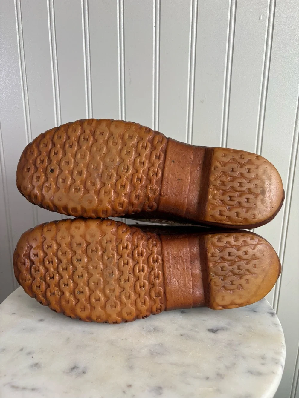 True Vintage LL Bean Leather Duck Boots Men’s 8 Brown circa 1950s-1960s VTG Boho